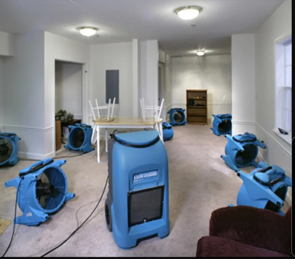 Air movers and dehumidifier setup for Water Extraction & Removal in Argyle